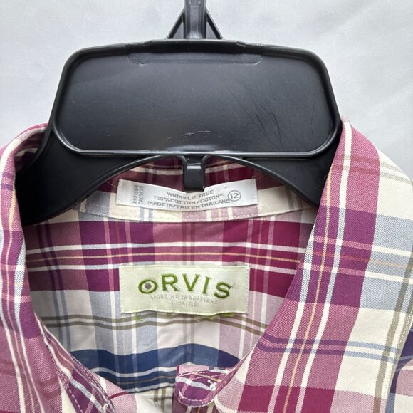 Orvis Wrinkle Free Plaid Button Down Shirt Men's Large Red Blue Check Western - Picture 3 of 10